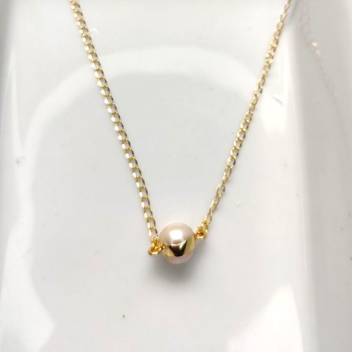 Real Pearl ( MOP ) Pendant in 18K Gold Plated Chain / Style - Round Pearl - Sparkleeng  Jewels