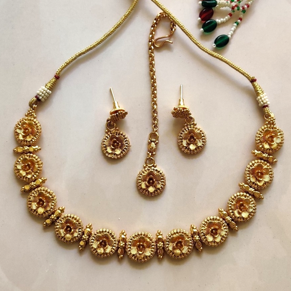 Antique Gold Plated Necklace Set - Sparkleeng Jewels