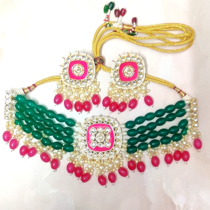 Meenakari Moti Choker Set - Sparkleeng Jewels