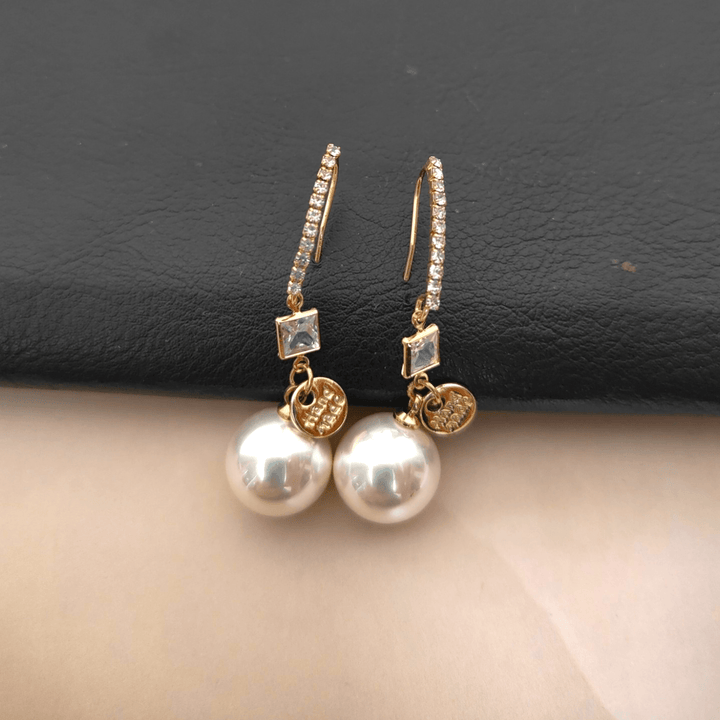 AD & Pearl Drop Western Earrings - Sparkleeng Jewels