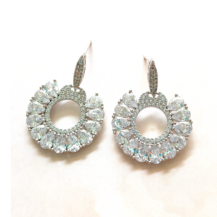 Zircona Fan Drops - AD Earrings - Sparkleeng Jewels