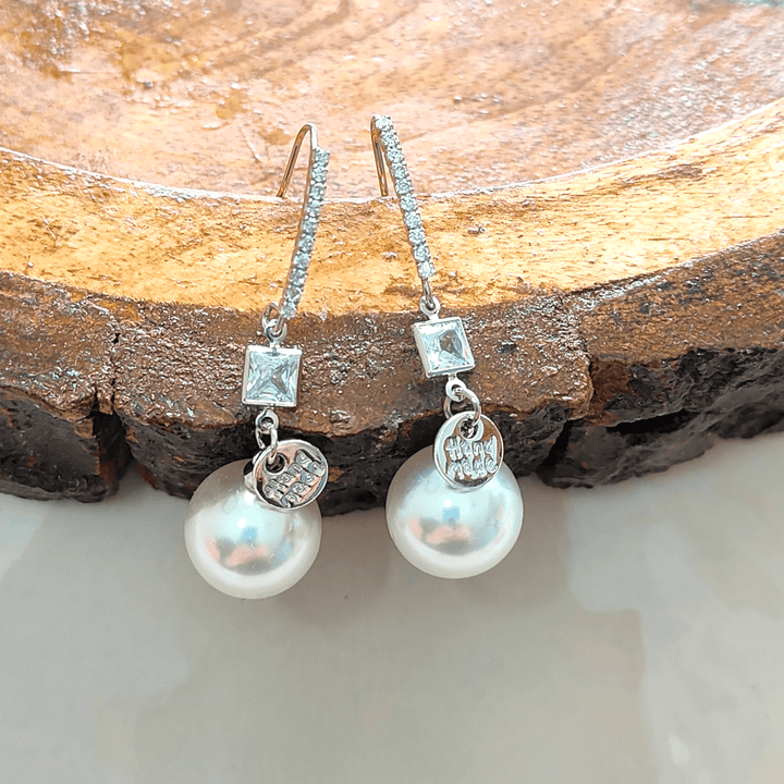 AD & Pearl Drop Western Earrings - Sparkleeng Jewels