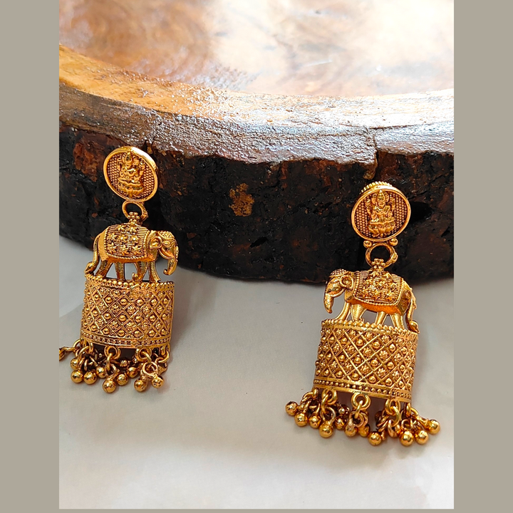 Antique Temple Earrings with Gold Plating Ethnic Earrings - Sparkleeng Jewels