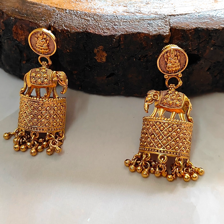 Antique Temple Earrings with Gold Plating Ethnic Earrings - Sparkleeng Jewels