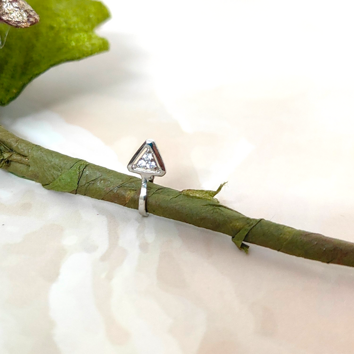 CZ - Rhodium Push Nose Pin - Sparkleeng Jewels