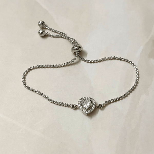 CZ Heart Shaped Loose Bracelet - Sparkleeng Jewels