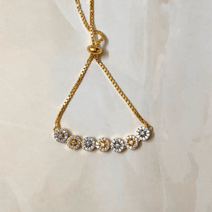 Two Tone Gold Plated CZ Bracelet - Sparkleeng Jewels