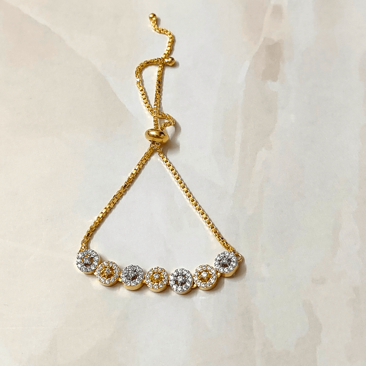 Two Tone Gold Plated CZ Bracelet - Sparkleeng Jewels