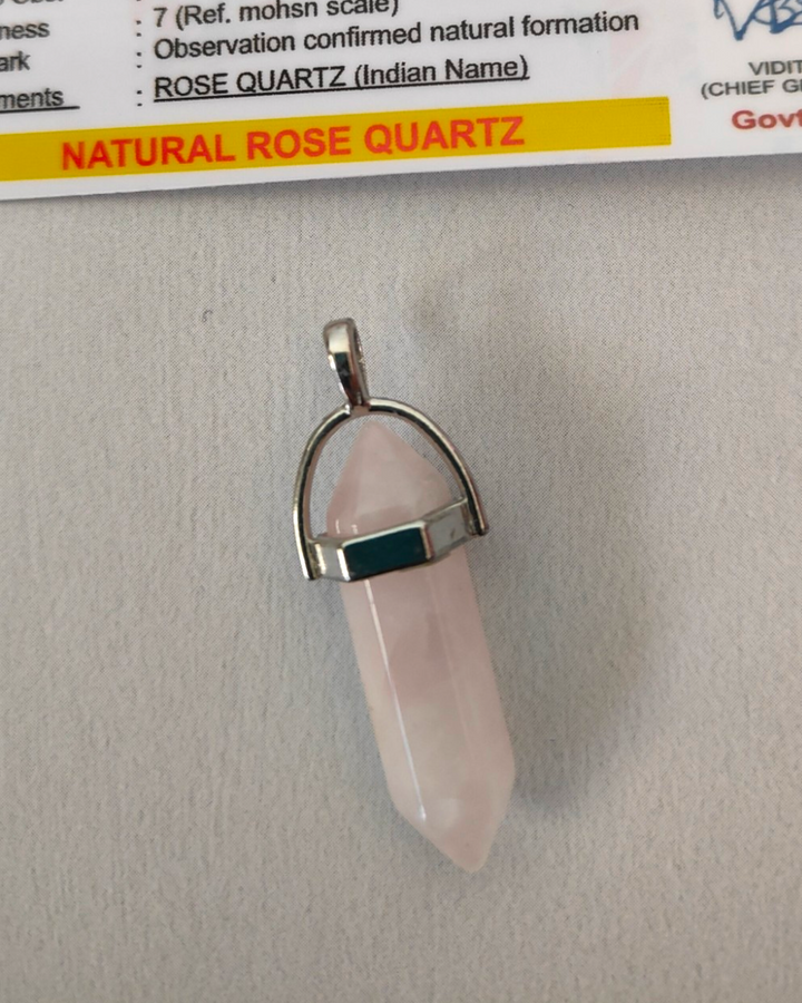 Real Rose Quartz Semi-Precious stone pendant - Sparkleeng Jewels