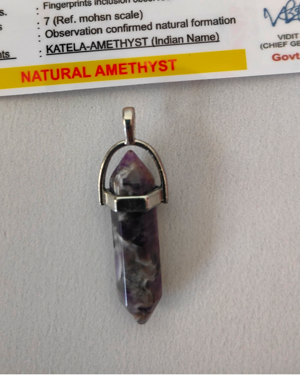 Real & Natural Amethyst Semi-Precious Stone Pendant - Sparkleeng Jewels