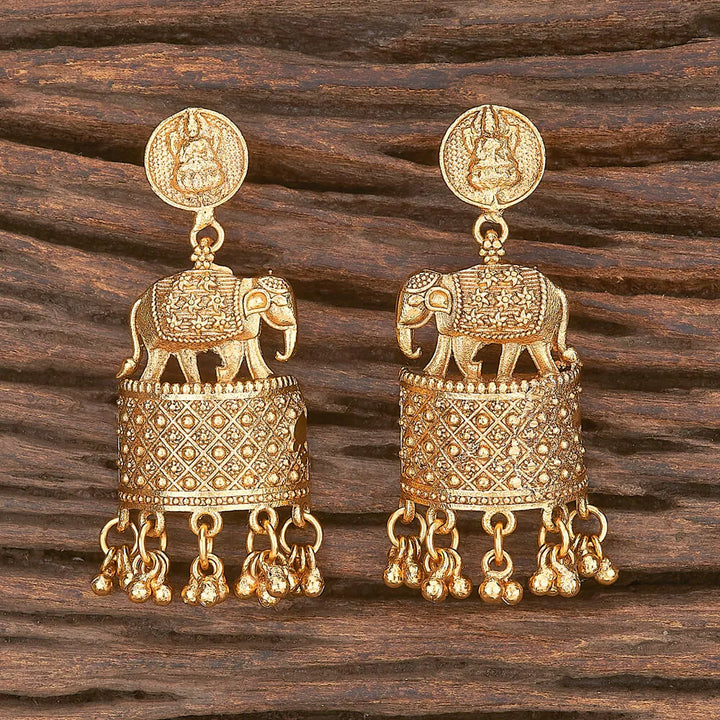 Antique Temple Earrings with Gold Plating - Sparkleeng  Jewels