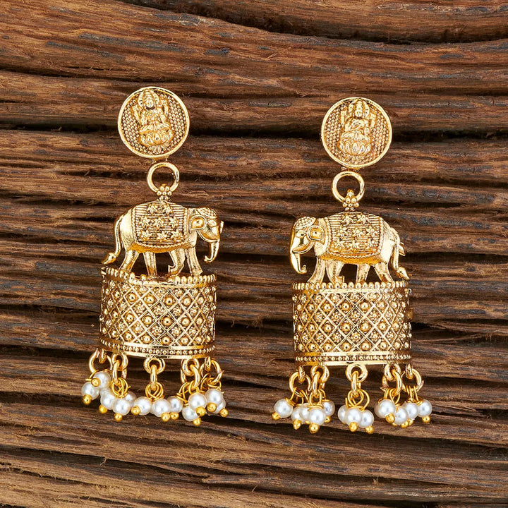 Antique Temple Earrings with Gold Plating - Sparkleeng  Jewels