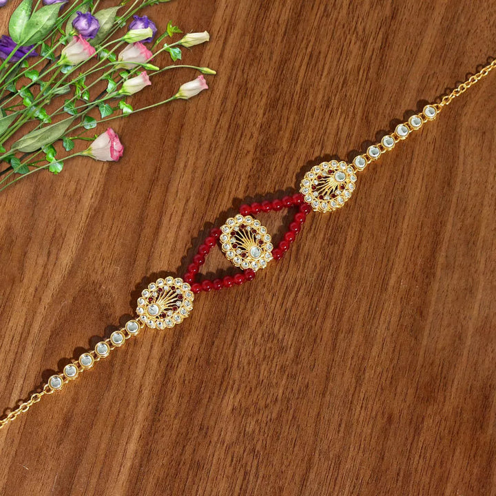 Red Moti and Kundan Morpankh style Matha Patti - Sparkleeng  Jewels