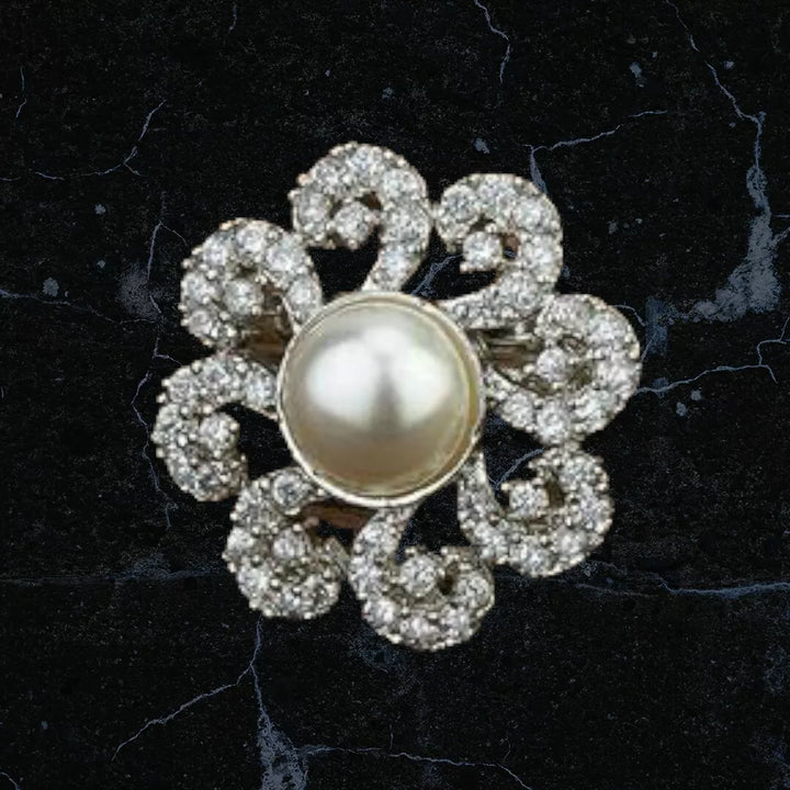 Marigold & Pearl Adjustable Finger Ring - Sparkleeng  Jewels