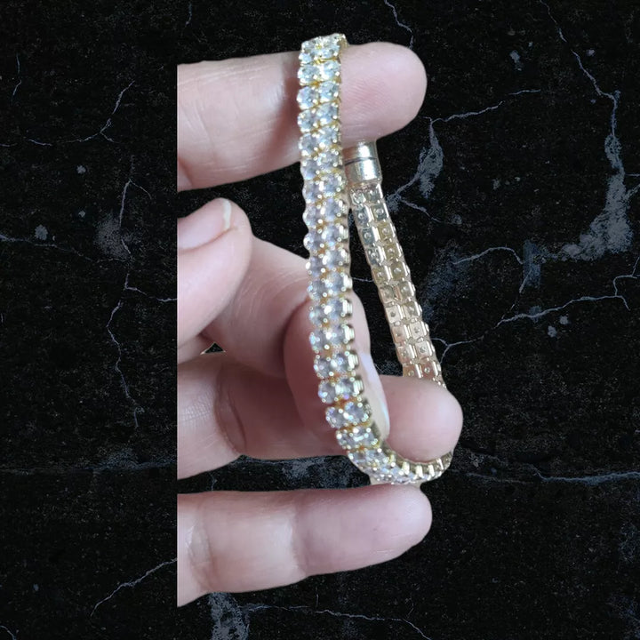 Gold Plated double layered American Diamonds Magnet Bracelet - Sparkleeng  Jewels