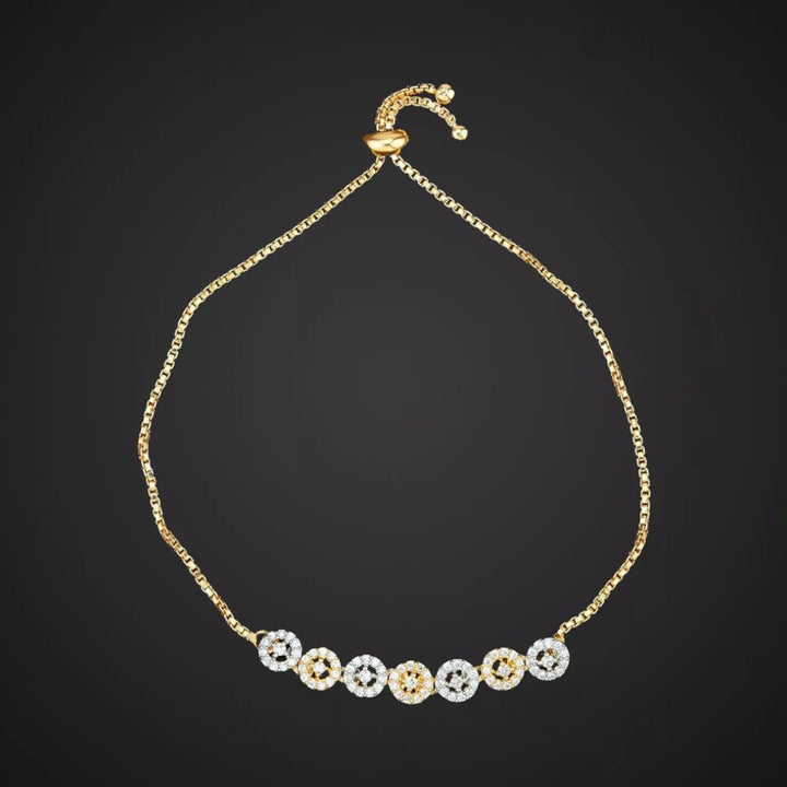 Two Tone Gold Plated CZ Bracelet - Sparkleeng  Jewels