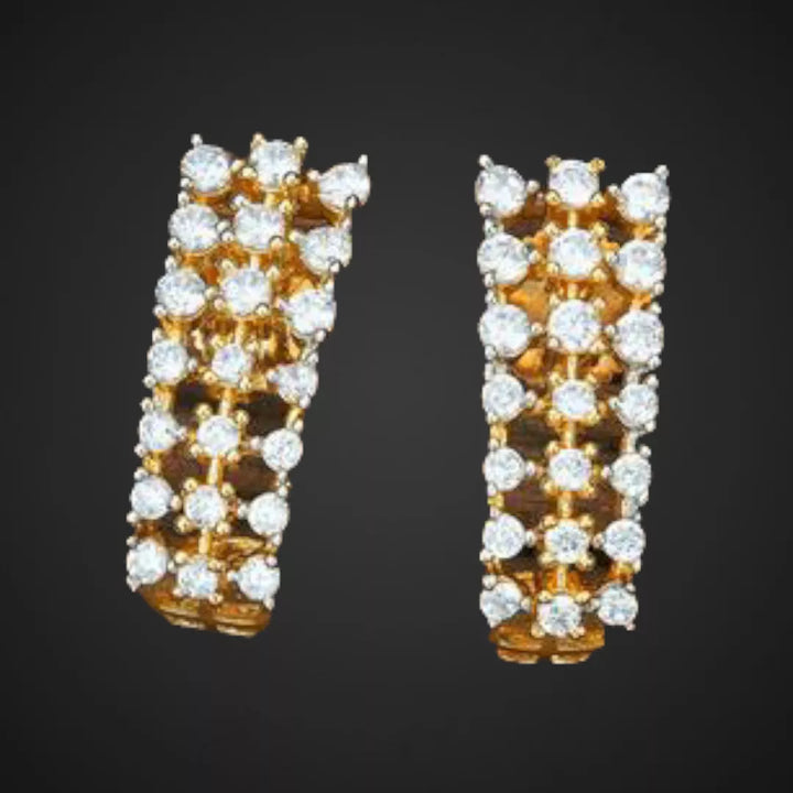 Two Tone Plated AD Hoop Earrings - Sparkleeng  Jewels