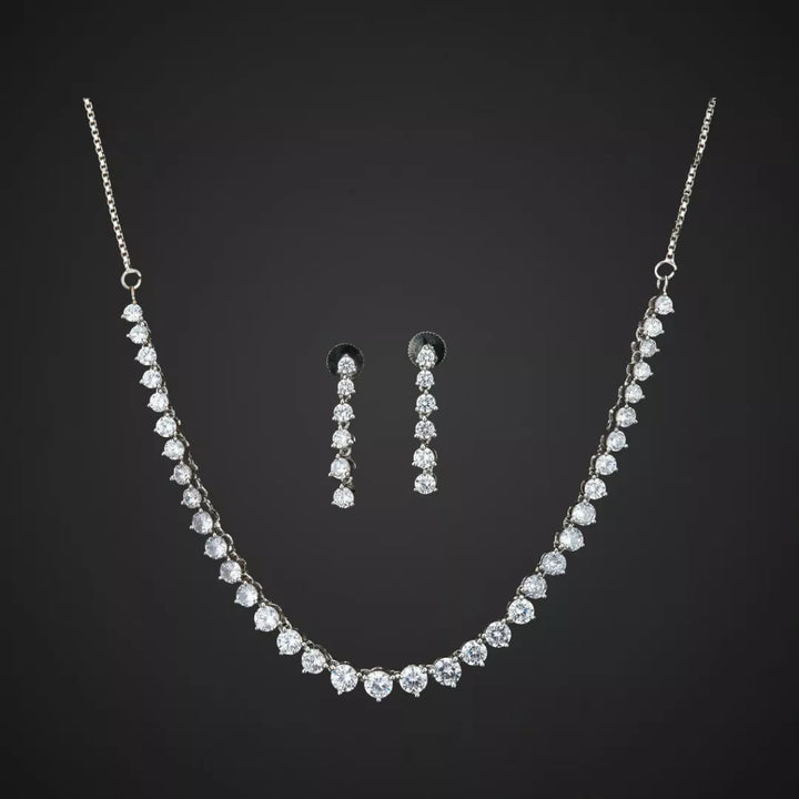 CZ - Classic Diamonds Necklace Set - Sparkleeng  Jewels