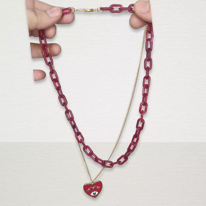 Heart Link Necklace - Sparkleeng  Jewels