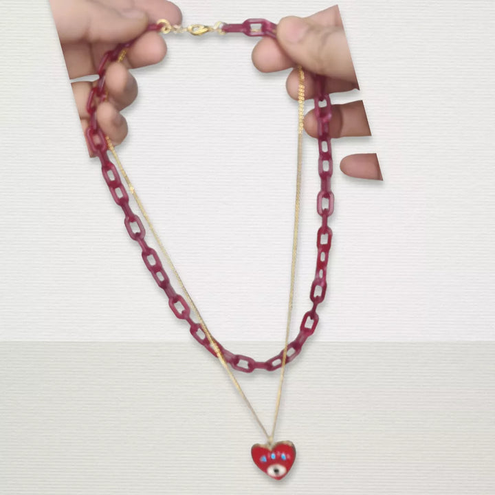 Heart Link Necklace - Sparkleeng  Jewels