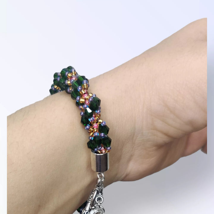 Royal Green Spiral Beaded Bracelet - Sparkleeng  Jewels