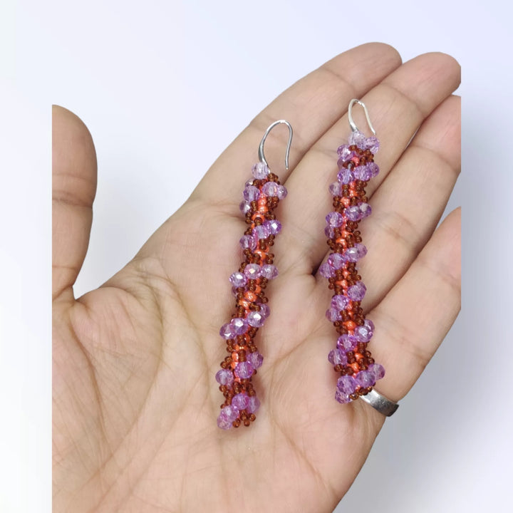 Lavender Love Spiral Beaded Earrings - Sparkleeng  Jewels