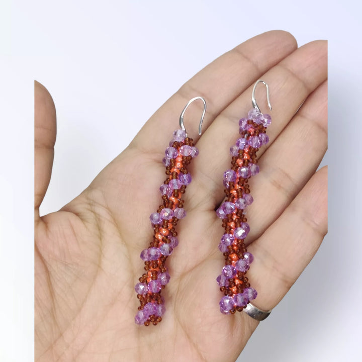 Lavender Love Spiral Beaded Earrings - Sparkleeng  Jewels