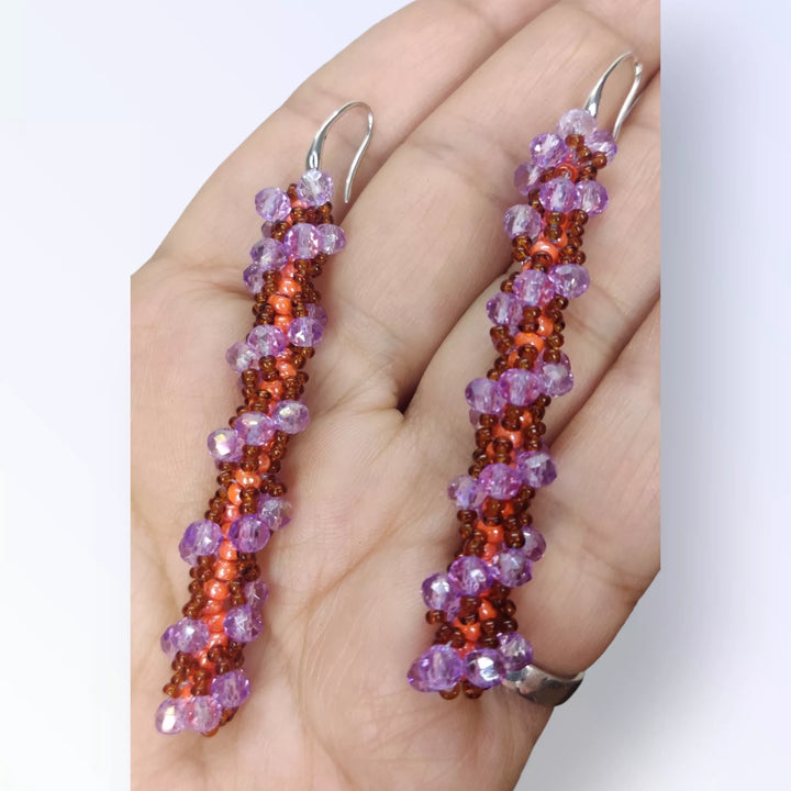 Lavender Love Spiral Beaded Earrings - Sparkleeng  Jewels