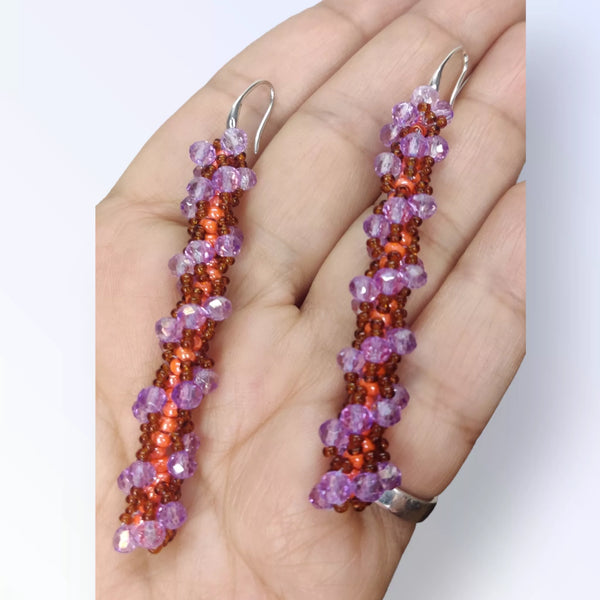 Lavender Love Spiral Beaded Earrings - Sparkleeng  Jewels