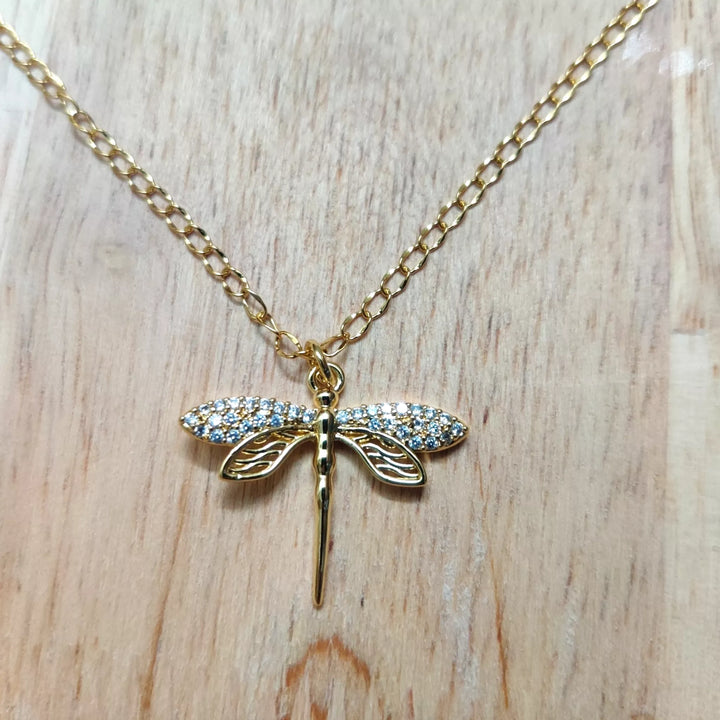 AD Golden Butterfly in 18K Gold Plated Chain - Sparkleeng  Jewels