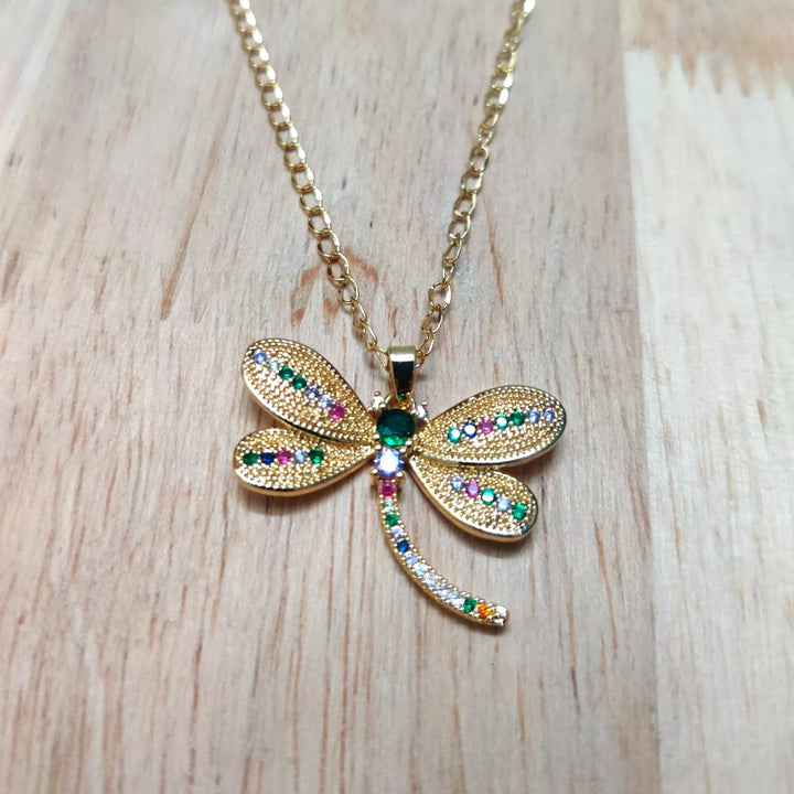 AD Colourful Butterfly Pendant in 18k Gold Plated Chain - Sparkleeng  Jewels