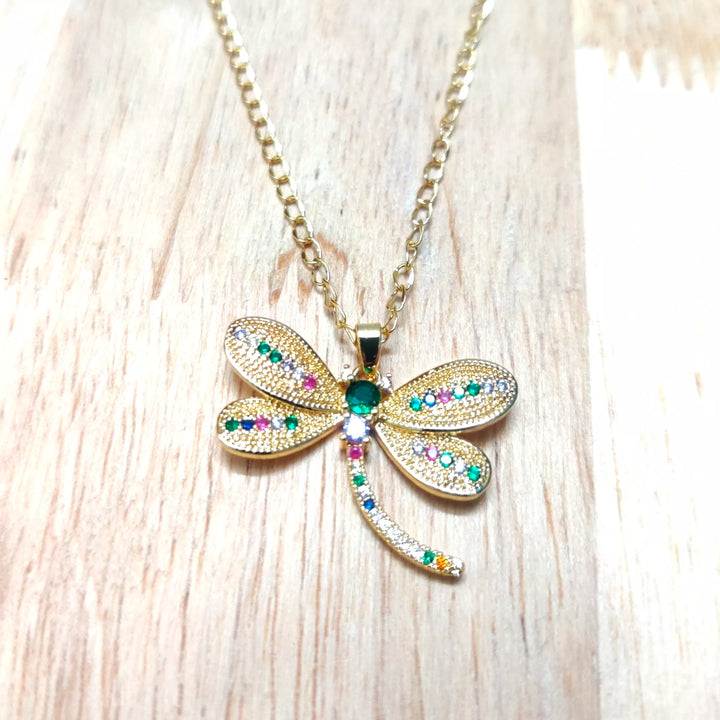 AD Colourful Butterfly Pendant in 18k Gold Plated Chain - Sparkleeng  Jewels