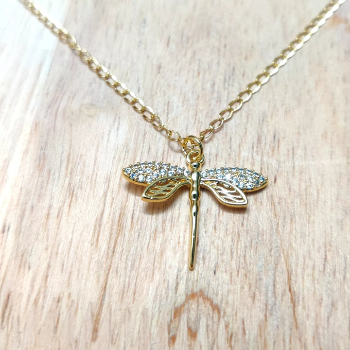 AD Golden Butterfly in 18K Gold Plated Chain - Sparkleeng  Jewels