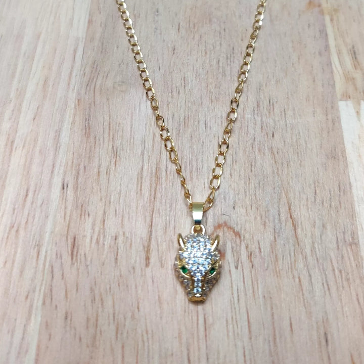 AD Tiger Pendant in 18K Gold Plated Chain - Sparkleeng  Jewels