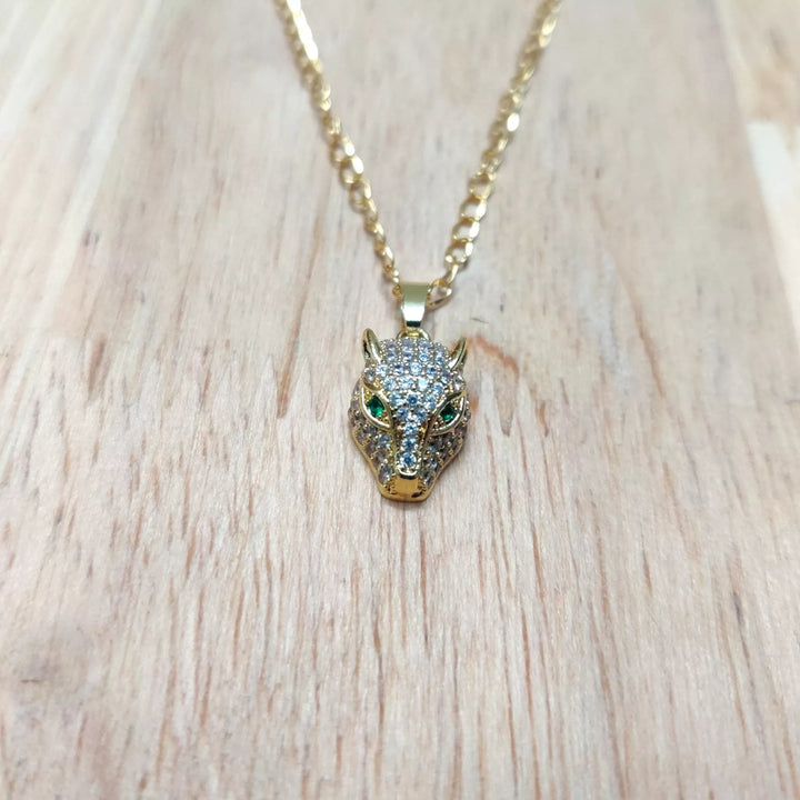 AD Tiger Pendant in 18K Gold Plated Chain - Sparkleeng  Jewels