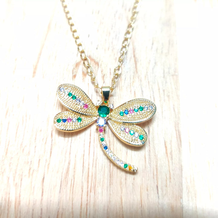 AD Colourful Butterfly Pendant in 18k Gold Plated Chain - Sparkleeng  Jewels