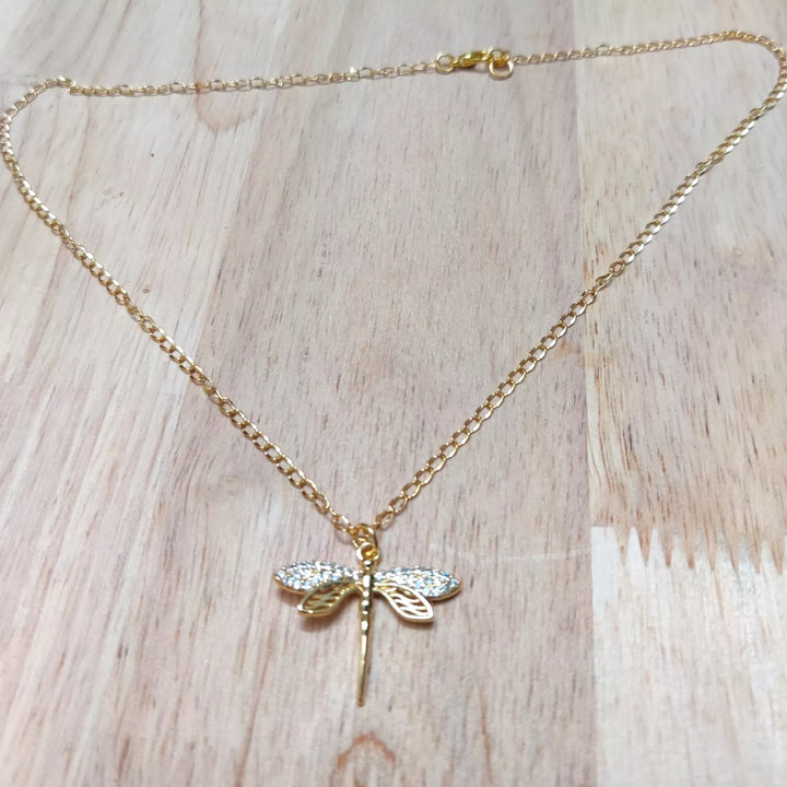 AD Golden Butterfly in 18K Gold Plated Chain - Sparkleeng  Jewels