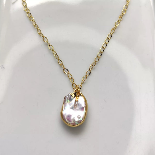 Real Pearl (MOP) in 18k Gold Plated Chain / Style - Uncut Pearl - Sparkleeng  Jewels