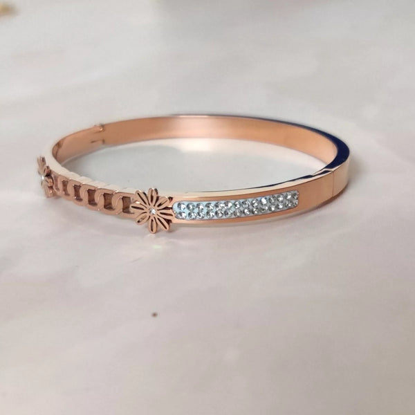 Stainless Steel Rose Gold Openable Kada Bracelet - Sparkleeng Jewels