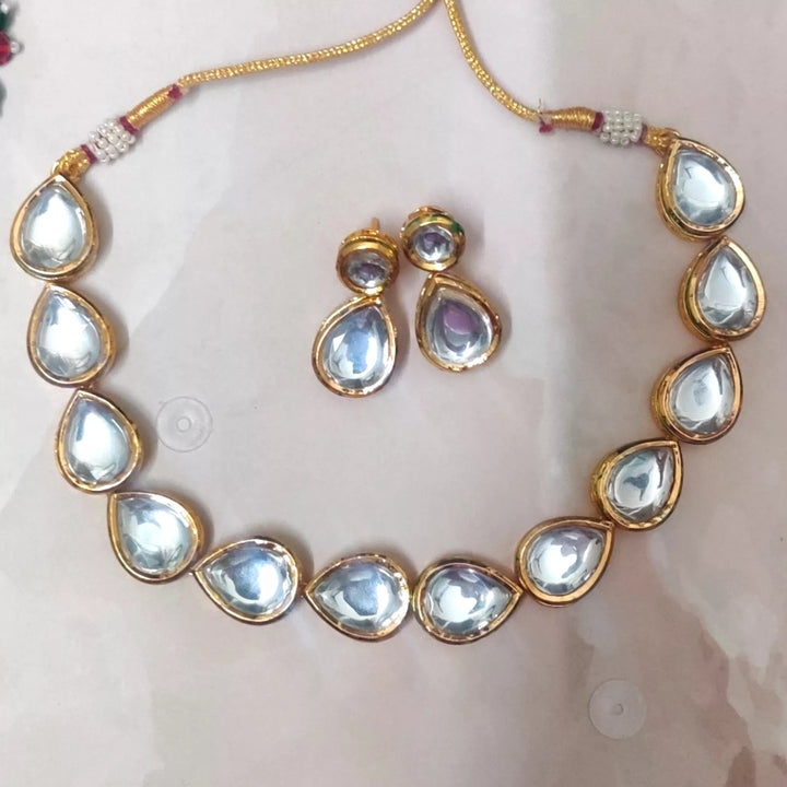 Classic Kundan / Polki Necklace Set - Sparkleeng Jewels