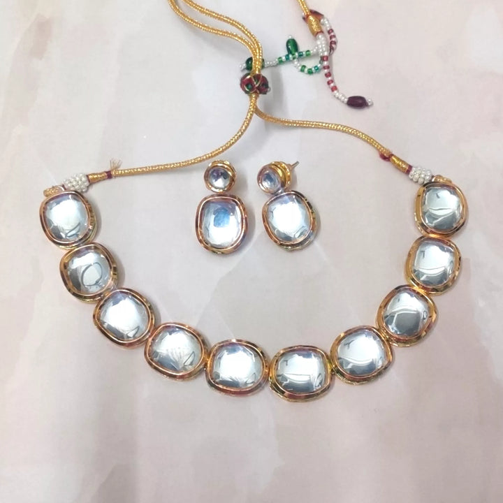 Classic Kundan / Polki Necklace Set - Sparkleeng Jewels