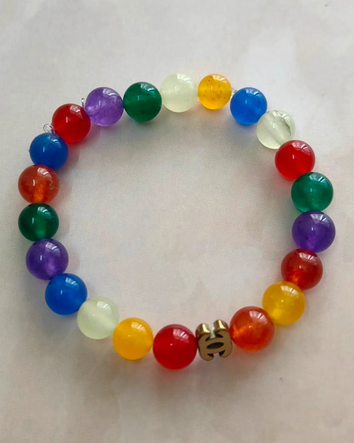 7 Chakra Balancing Semi- Precious Gem Stones Bracelet - Sparkleeng Jewels